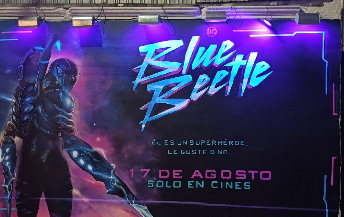 imagen mural publicitario Blue beetle